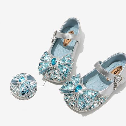 Solid Bow Rhinestones Round Toe Flats  - image 3
