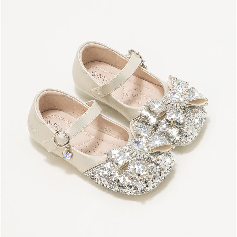 Solid Bow Rhinestones Round Toe Flats  - Beige - US3.5（EUR35） - image 8