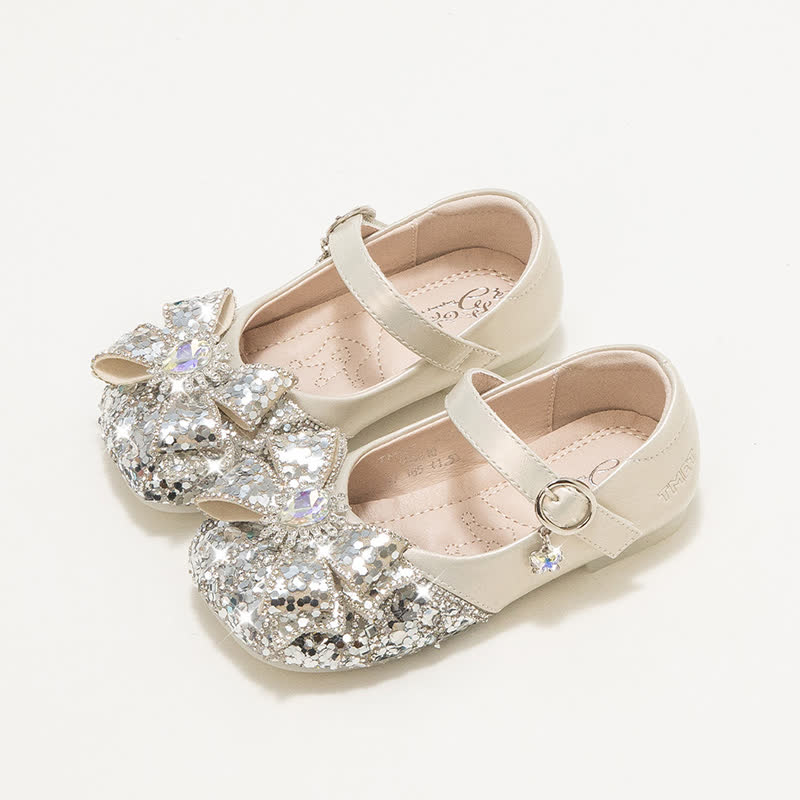 Solid Bow Rhinestones Round Toe Flats  - image 9