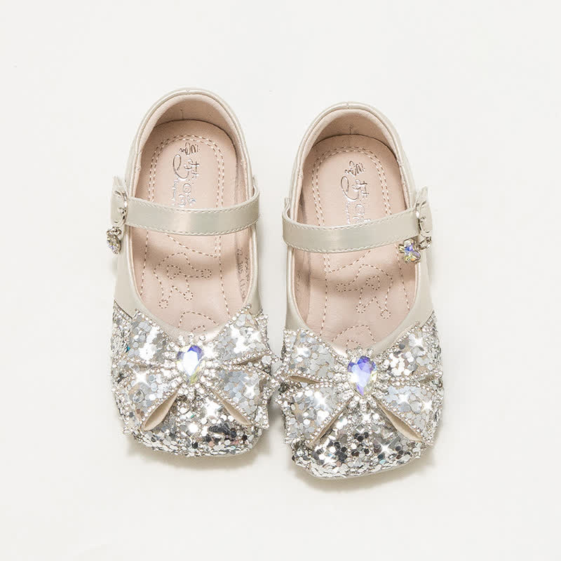 Solid Bow Rhinestones Round Toe Flats  - image 7