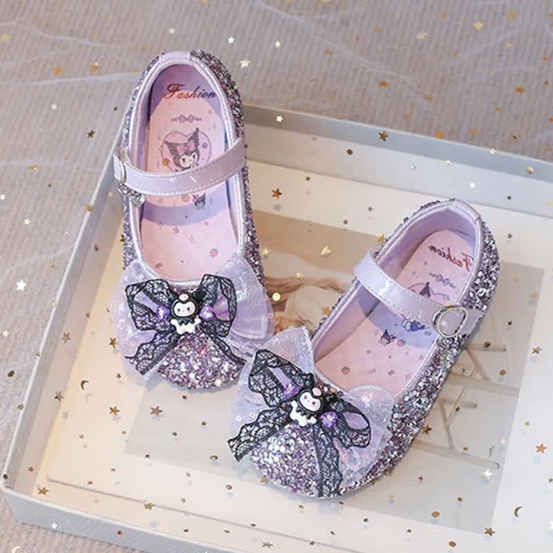 Solid Bow Sequins Round Toe Flats  - Purple - US2.5（EUR34） - image 2