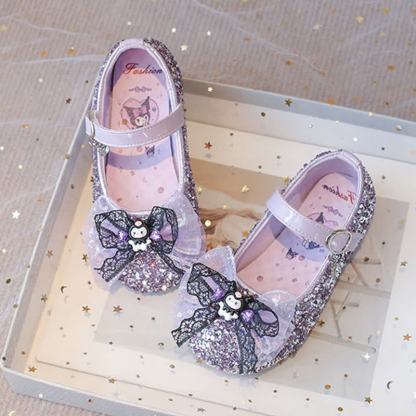 Solid Bow Sequins Round Toe Flats  - Purple - US2.5（EUR34） - image 2