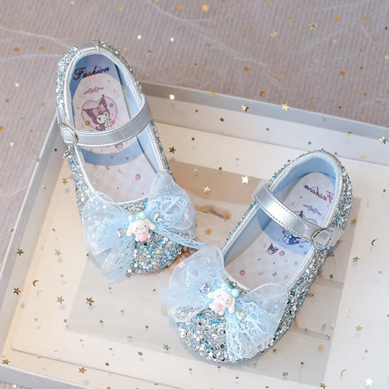 Solid Bow Sequins Round Toe Flats  - Blue - US2.5（EUR34） - image 11