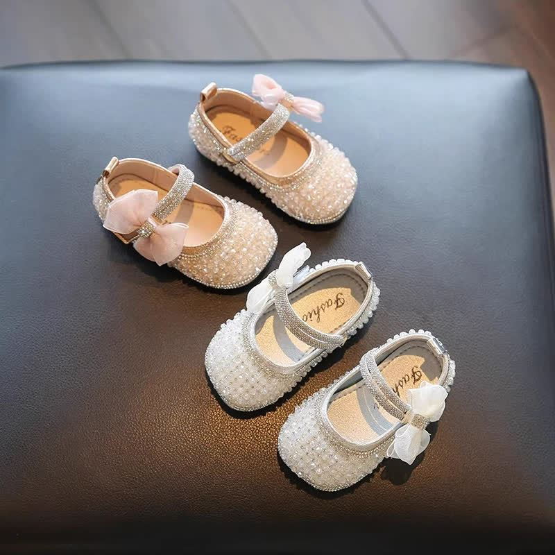 Solid Bow Rhinestones Round Toe Flats  - image 1