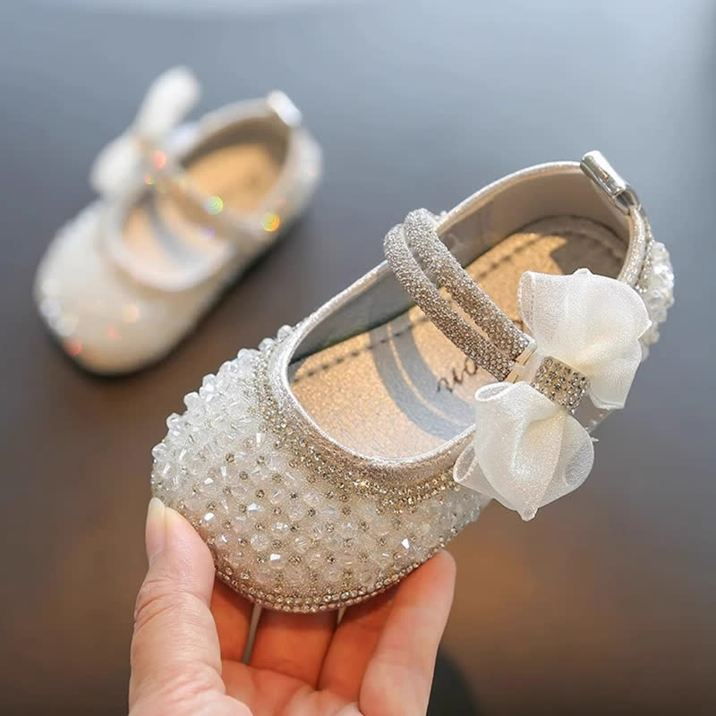 Solid Bow Rhinestones Round Toe Flats  - image 4