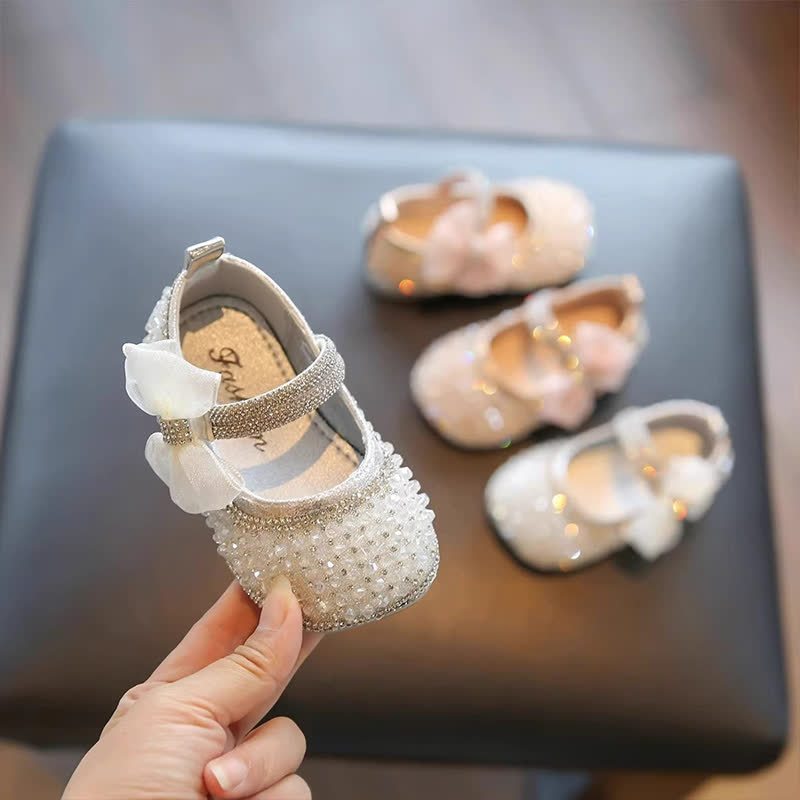 Solid Bow Rhinestones Round Toe Flats  - image 5