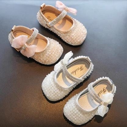 Solid Bow Rhinestones Round Toe Flats  - image 2