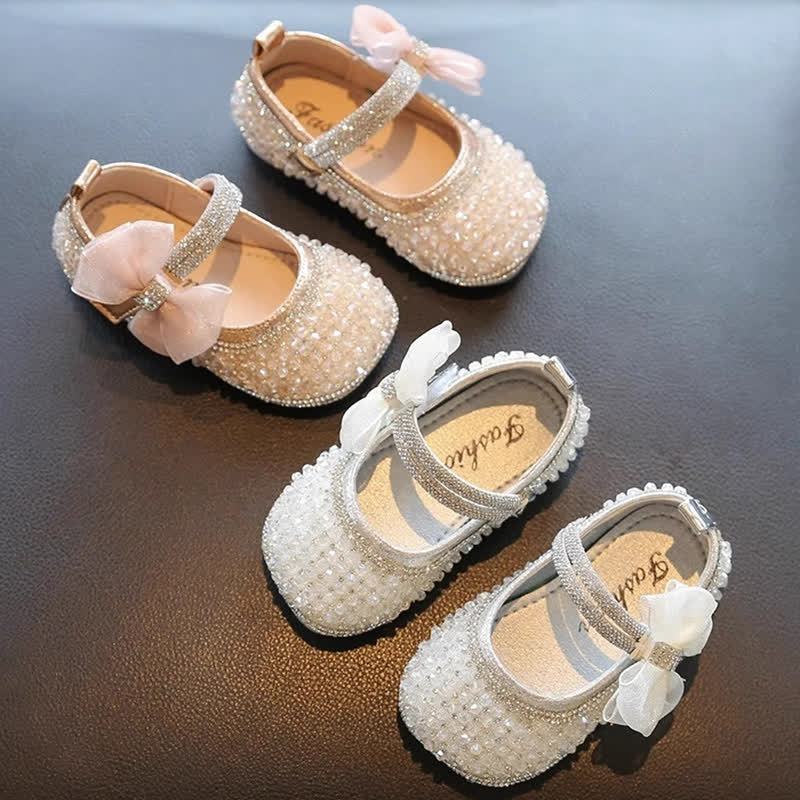 Solid Bow Rhinestones Round Toe Flats  - image 2