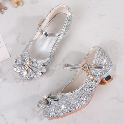Solid Bow Sequins Round Toe Mary Janes  - Sliver - 22cm - image 8
