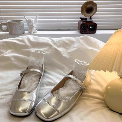 Solid Metallic Finish Square Toe Mary Janes  - image 3