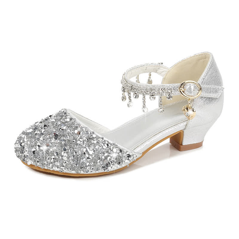 Solid Sequins Round Toe Mary Janes  - Sliver - 22cm - image 1