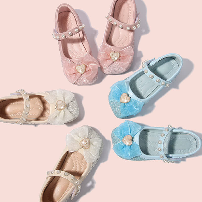 Solid Bow Sequins Pearl Round Toe Mary Janes  - image 1