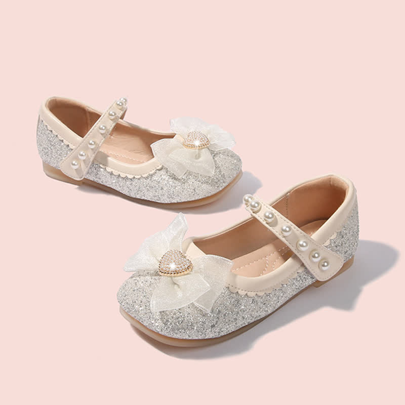 Solid Bow Sequins Pearl Round Toe Mary Janes  - image 13