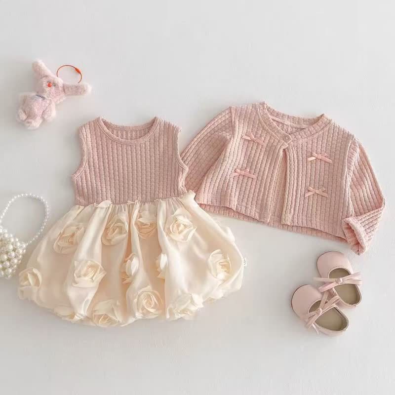 [Archive Sale] Cotton-blend Rosette Long Sleeve Midi Two-piece Set - image 8