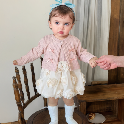 [Archive Sale] Cotton-blend Rosette Long Sleeve Midi Two-piece Set - image 3