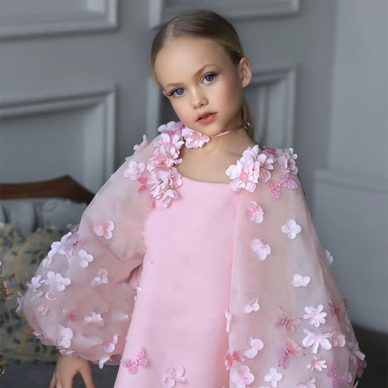 [Archive Sale] Organza Rosette Long Sleeve Midi Dresses - image 2