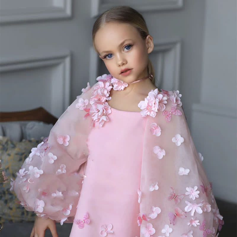 [Archive Sale] Organza Rosette Long Sleeve Midi Dresses - image 2