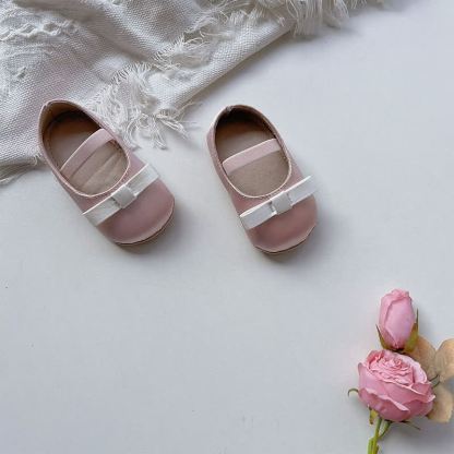 Color-block Bow Ballet Round Toe Mary Janes - Pink - 13cm - image 7