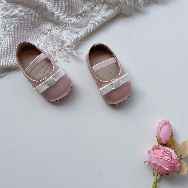 Color-block Bow Ballet Round Toe Mary Janes - Pink - 13cm - image 7