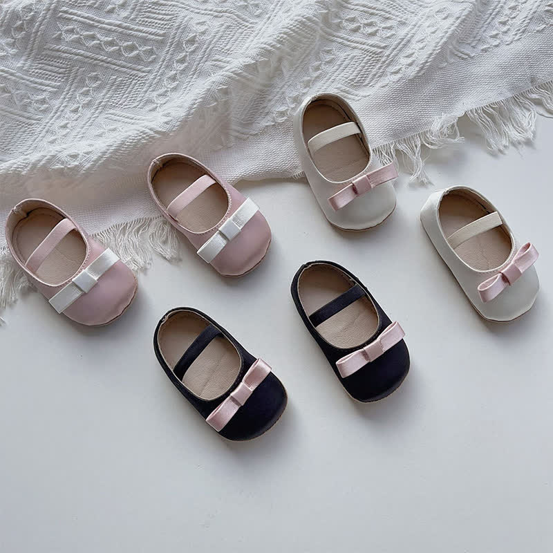 Color-block Bow Ballet Round Toe Mary Janes - image 1