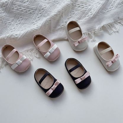 Color-block Bow Ballet Round Toe Mary Janes - image 1