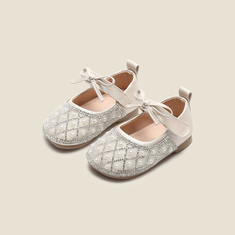 Solid Bow Round Toe Mary Janes - Beige - 15.5cm - image 5