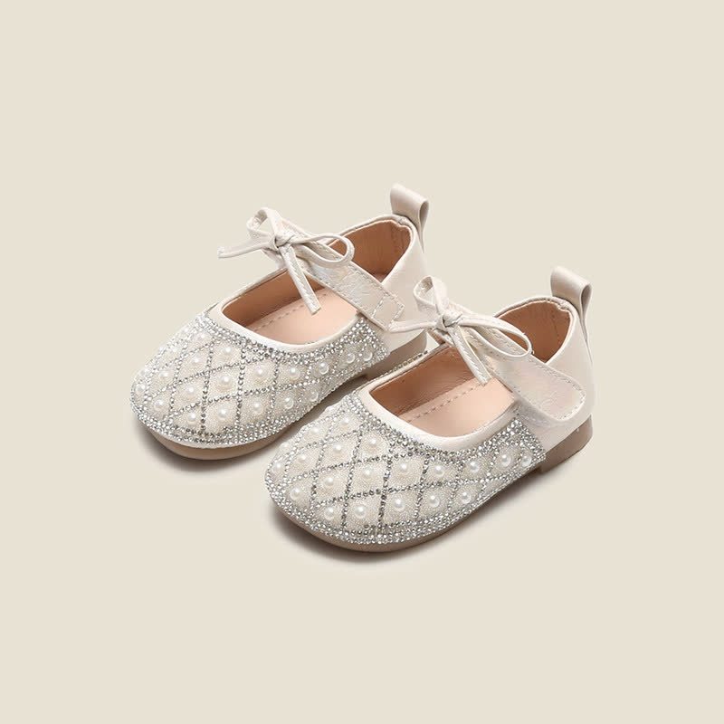 Solid Bow Round Toe Mary Janes - Beige - 15.5cm - image 5