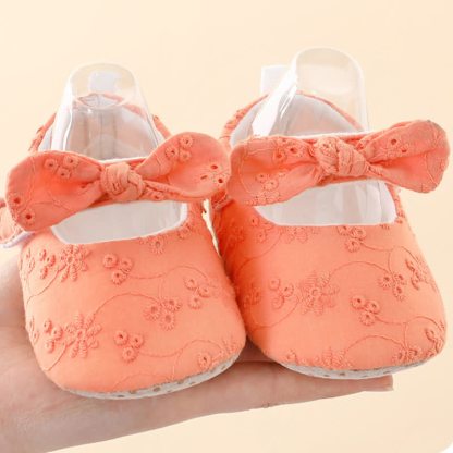 Solid Bow Embroidery Ballet Round Toe Mary Janes - Red Bow - 11-15M - image 2