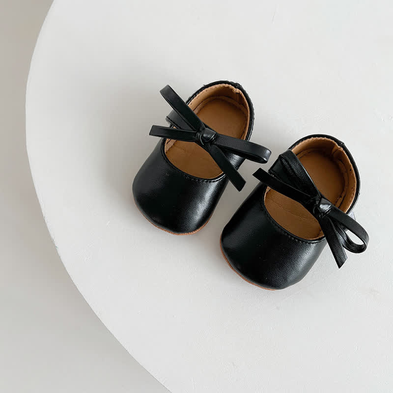 Solid Bow Ballet Round Toe Mary Janes  - Black - 12-18M - image 6
