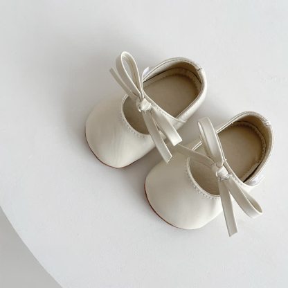 Solid Bow Ballet Round Toe Mary Janes  - Beige - 12-18M - image 3