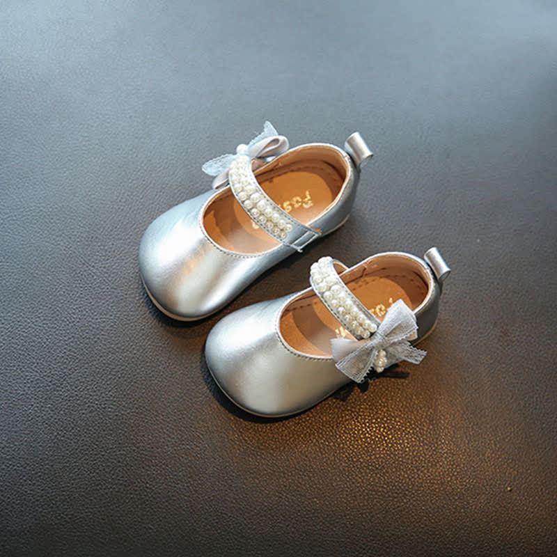 Solid Pearl Ballet Round Toe Flats - Sliver - 15.5cm - image 9