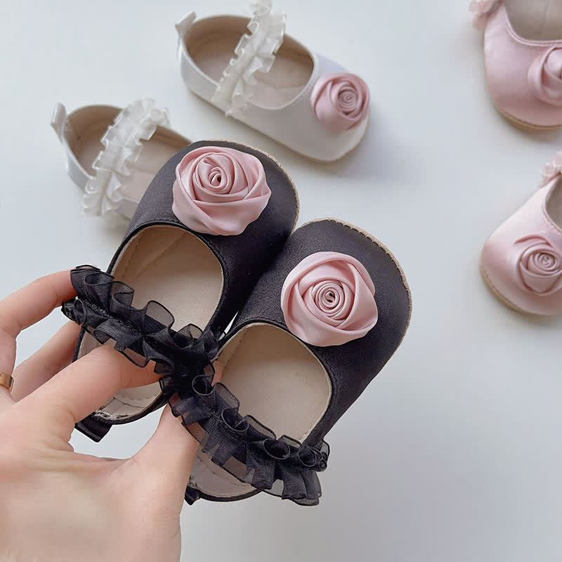 Solid Rosette Ballet Round Toe Flats - Black - 13cm - image 6
