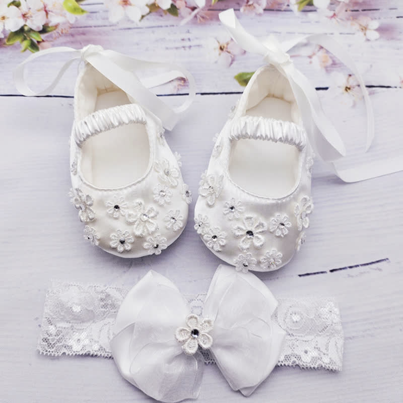 Solid Ribbon Rosette Bow Round Toe Flats - image 2