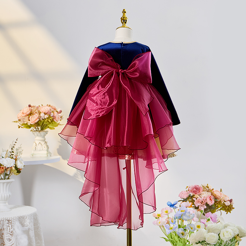 Velvet Folds Long Sleeve Midi Dresses - image 2