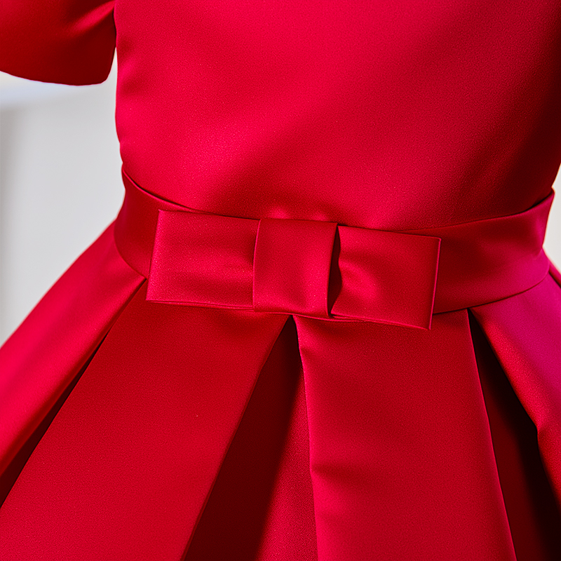 [Archive Sale] Satin Bow Short Sleeve Midi Dresses - image 3