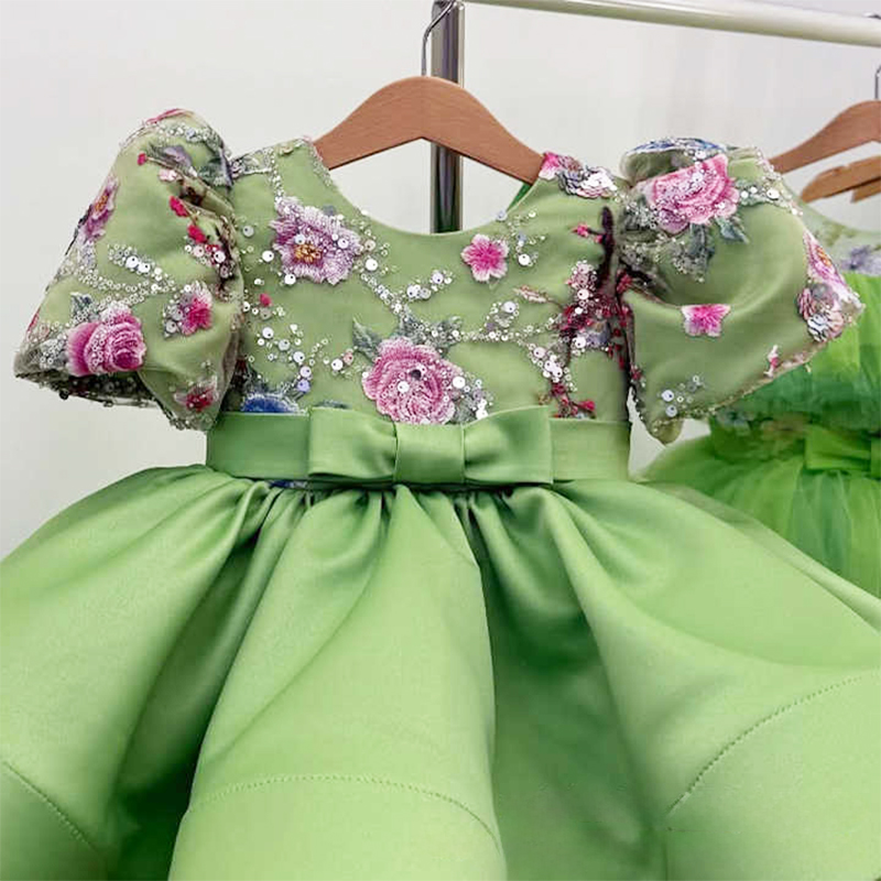 Satin Rosette Short Sleeve Mid-long Dresses - image 7