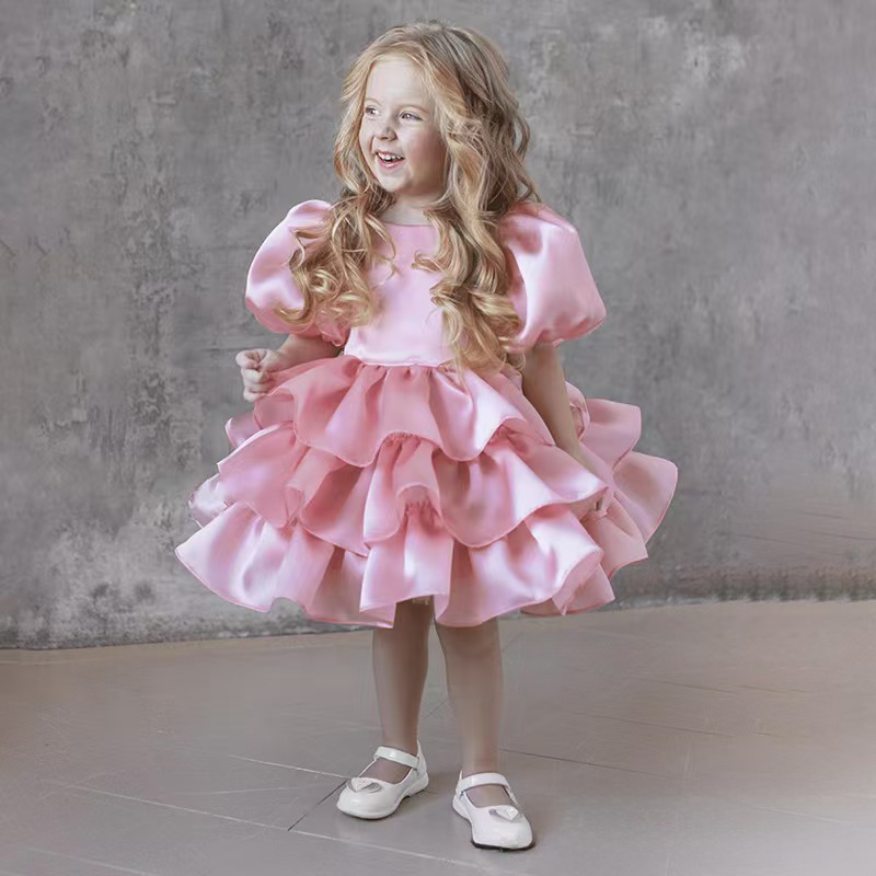 Satin Folds Bow Short Sleeve Midi Dresses - image 2