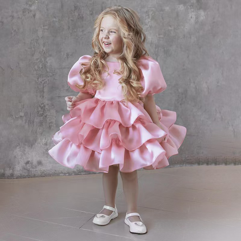 Satin Folds Bow Short Sleeve Midi Dresses - image 2
