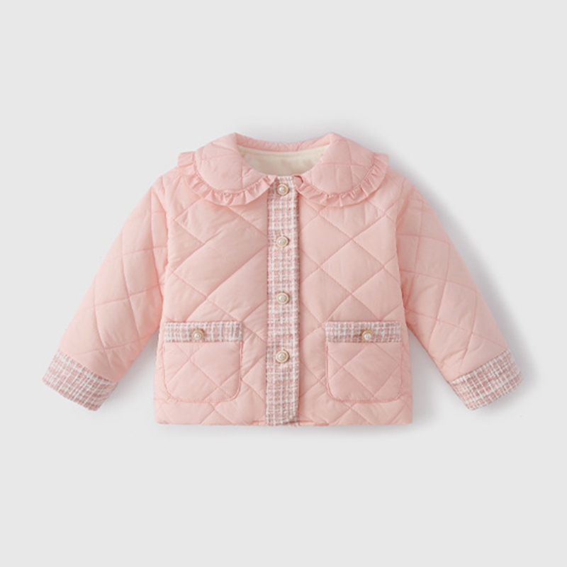 [Archive Sale] Nylon Stitching Lace Long Sleeve Regular Outerwear - Pink - 4-5Y【110cm】 - image 1