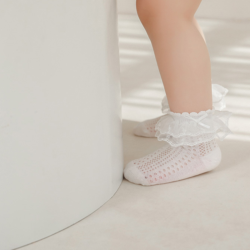 100% Cotton Solid Stitching Lace Socks - image 3