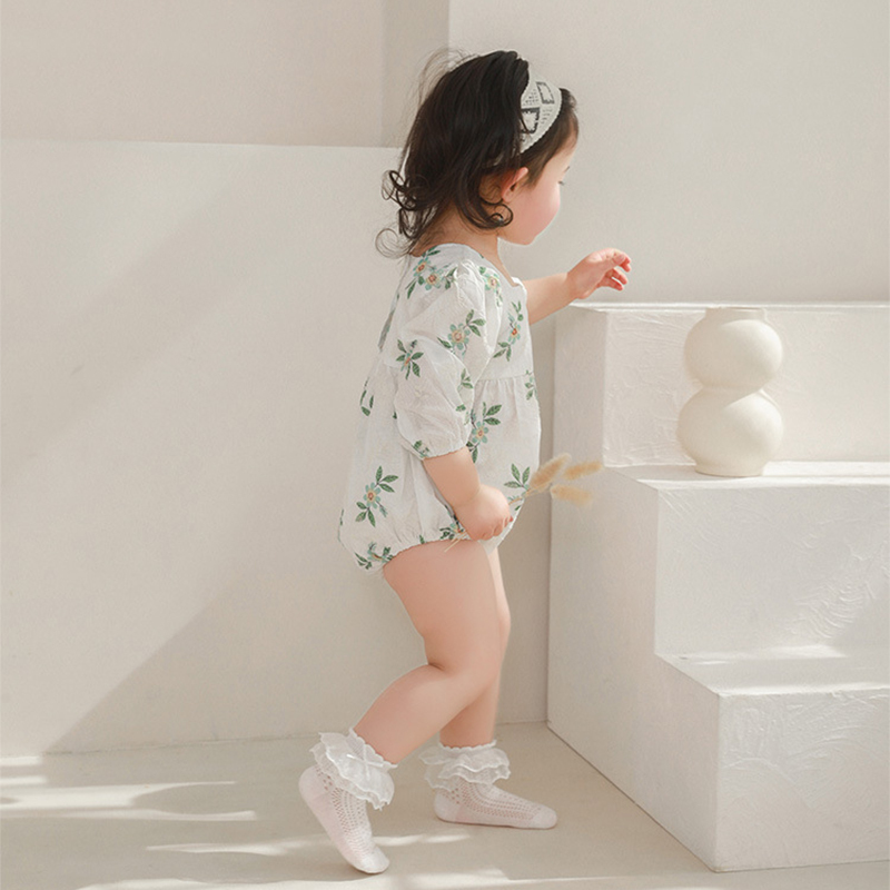 100% Cotton Solid Stitching Lace Socks - image 2