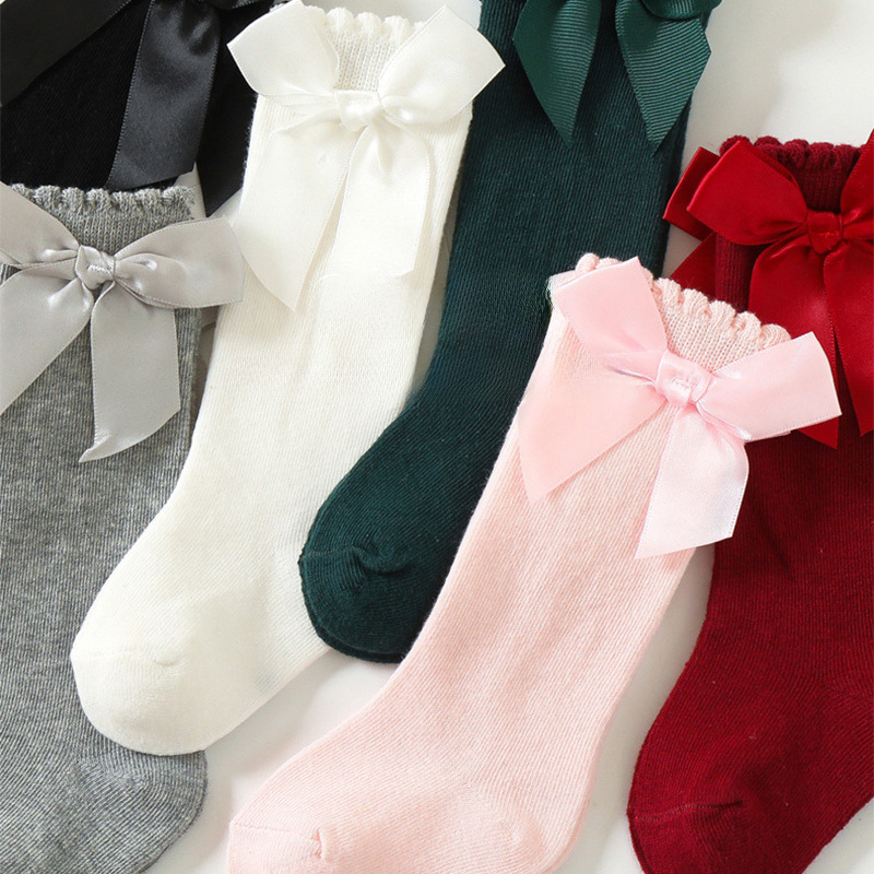 100% Cotton Solid With Bow Socks - image 1