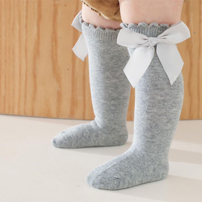 100% Cotton Solid With Bow Socks - image 8