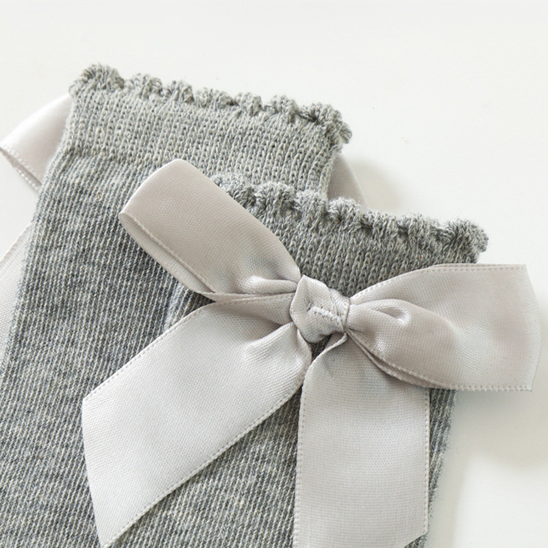 100% Cotton Solid With Bow Socks - image 4