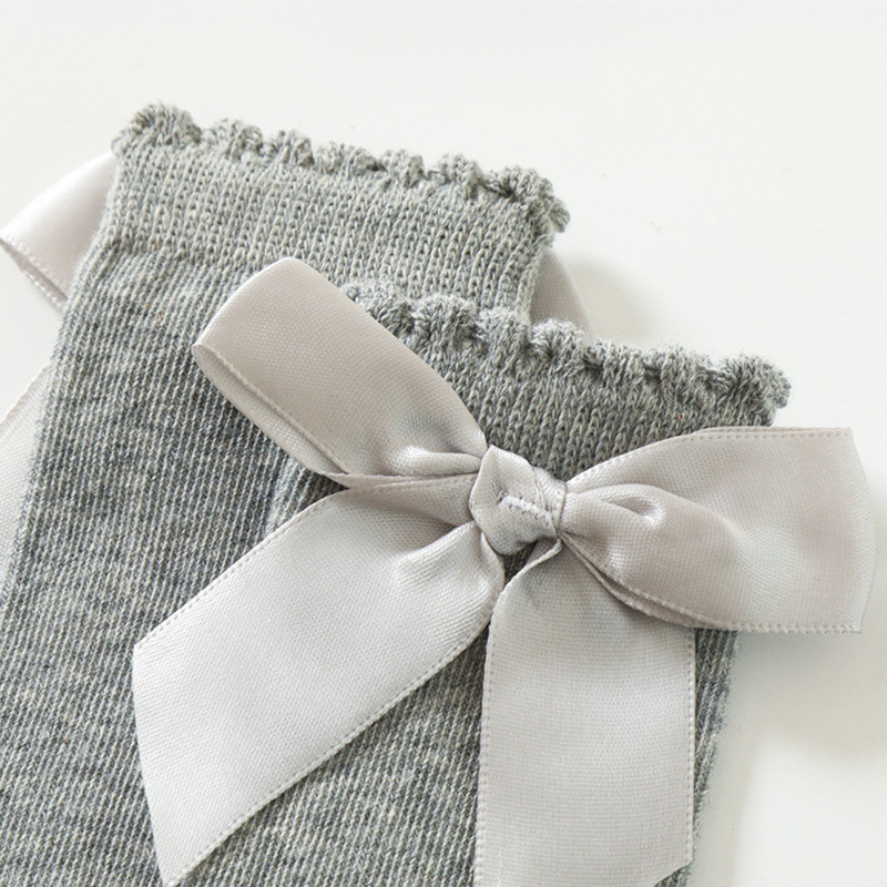 100% Cotton Solid With Bow Socks - image 4
