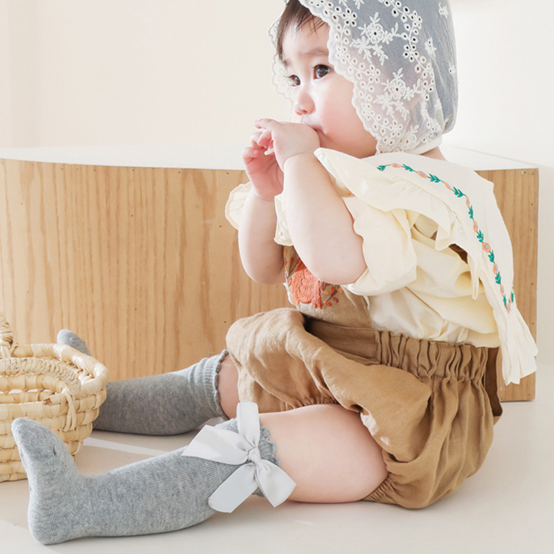 100% Cotton Solid With Bow Socks - image 9