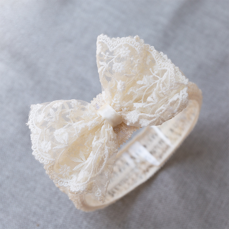 Solid With Embroidery Hairband - Beige - image 3