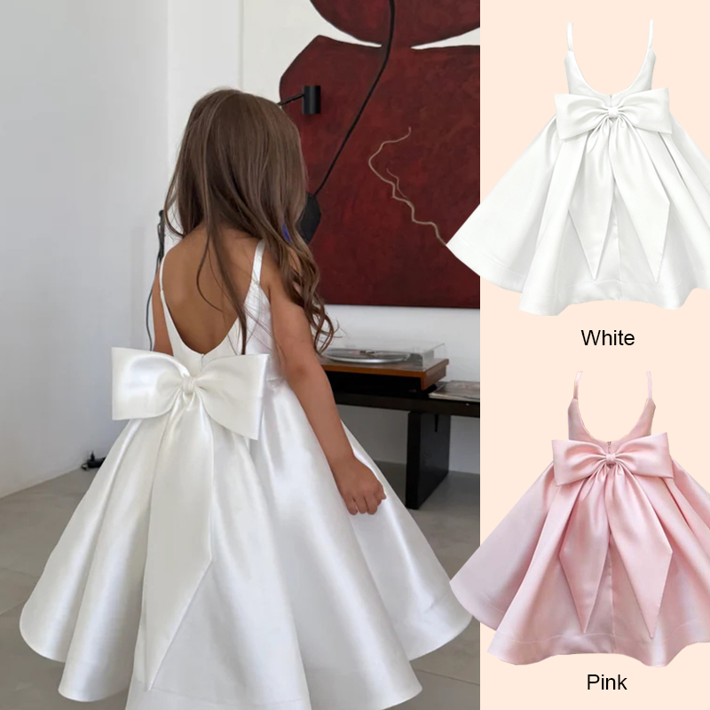 Satin Bow Sleeveless Mid-long Dresses - image 1