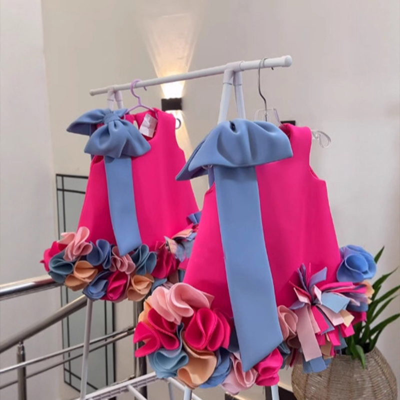 SCUBA KNIT Bow Sleeveless Midi Dresses - image 1