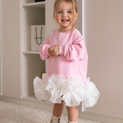 100% Cotton Fleece Split Joint Long Sleeve Midi Dresses - image 4